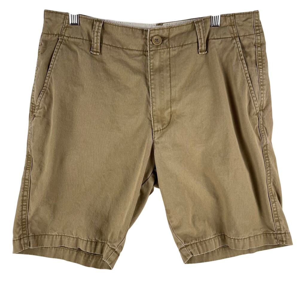 Old Navy Mens Lived-In Straight Chino Shorts 32”Khaki Doe A Deer Flat Front